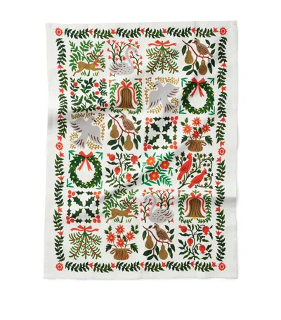 Rifle Paper Co Christmastide Tea Towel In Multi