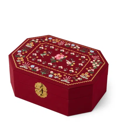 Rifle Paper Co Embroidered Gemma Jewellery Box In Red