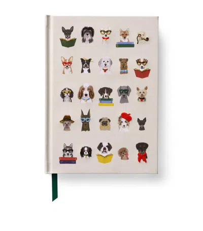 Rifle Paper Co Embroidered Studious Dogs Journal In Multi