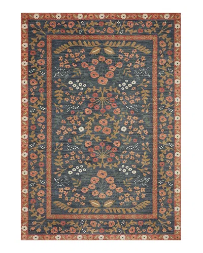 Rifle Paper Co . Fiore Fio-01 Area Rug, 3'7 X 5'7 In Navy/rust