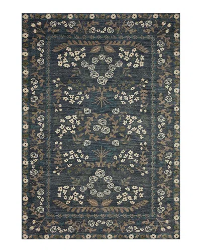 Rifle Paper Co . Fiore Fio-01 Area Rug, 5' X 7'10 In Navy/gray