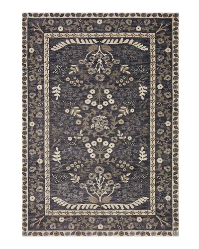 Rifle Paper Co . Fiore Fio-01 Area Rug, 6'3 X 9' In Charcoal