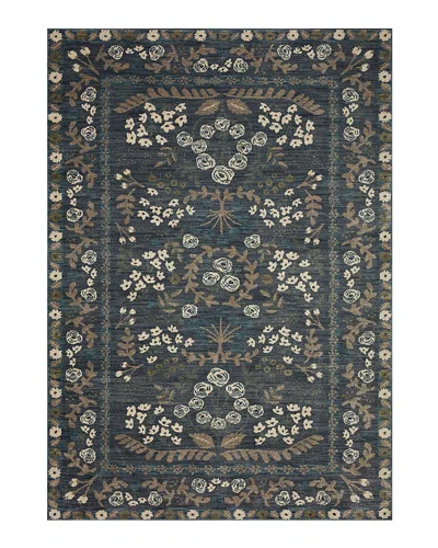 Rifle Paper Co . Fiore Fio-01 Area Rug, 6'3 X 9' In Navy/gray