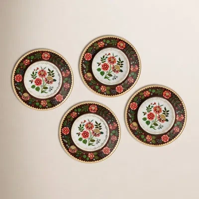Rifle Paper Co Gracie Porcelain Dessert Plate Set In Brown