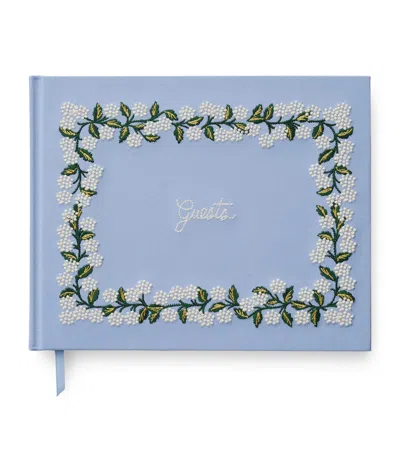 Rifle Paper Co Hydrangea Embroidered Guestbook In Blue
