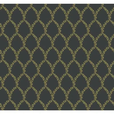 Rifle Paper Co Laurel 27' X 27" Wallpaper Roll In Gold,black
