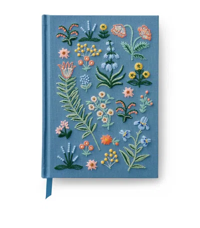 Rifle Paper Co Menagerie Garden Embroidered Journal In Blue