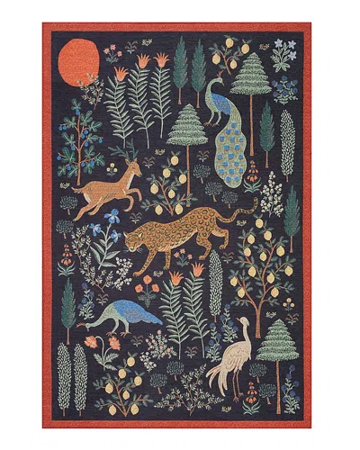 Rifle Paper Co . Menagerie Men-01 Area Rug, 5' X 7'6 In Black