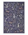 Rifle Paper Co . Menagerie Men-02 Area Rug, 5' X 7'6 In Navy