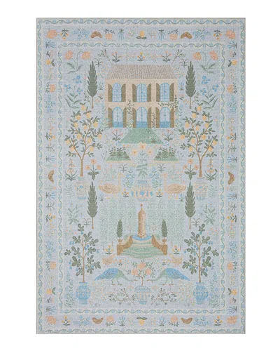 Rifle Paper Co . Menagerie Men-03 Area Rug, 5' X 7'6 In Light Blue