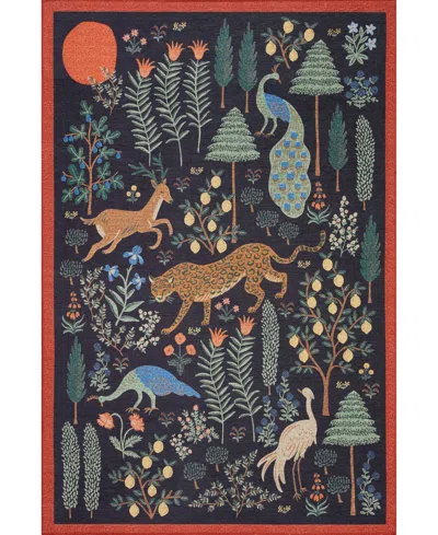 Rifle Paper Co Menagerie Men-01 2'3" X 5' Area Rug In Black