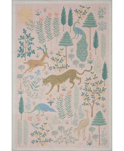 Rifle Paper Co Menagerie Men-01 7'6" X 9'6" Area Rug In Pink