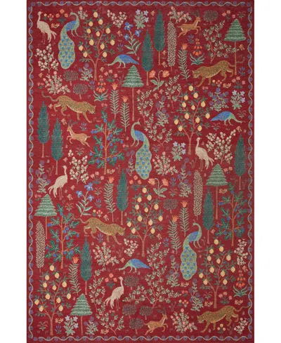 Rifle Paper Co Menagerie Men-02 2'3" X 5' Area Rug In Red