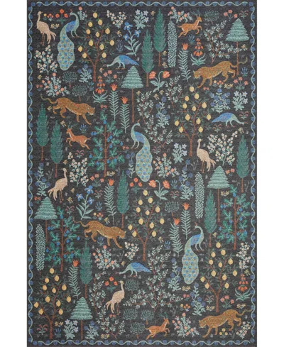 Rifle Paper Co Menagerie Men-02 7'6" X 9'6" Area Rug In Black