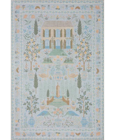 Rifle Paper Co Menagerie Men-03 3'9" X 5'9" Area Rug In Blue