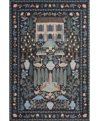 Rifle Paper Co Menagerie Men-03 7'6" X 9'6" Area Rug In Black