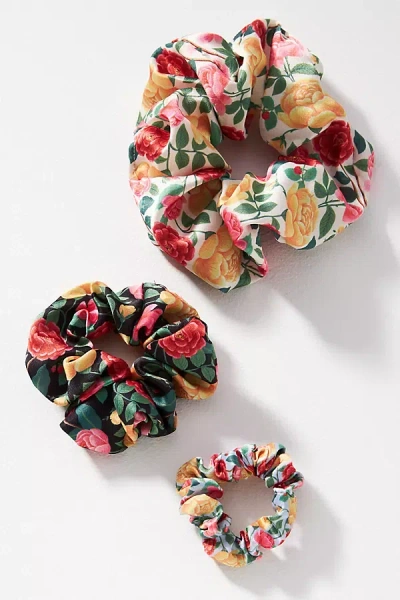 Rifle Paper Co Mixed Printed Scrunchies, Set Of 3 In Multi