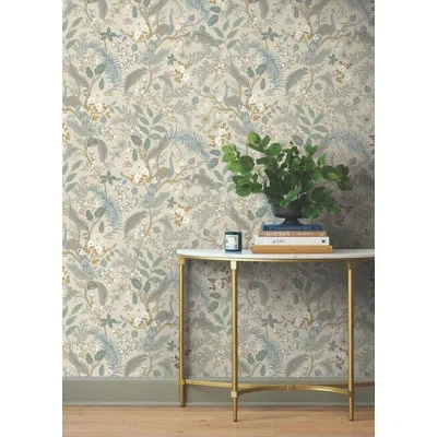 Rifle Paper Co Peacock Garden Navy Peel And Stick Wallpaper In Green