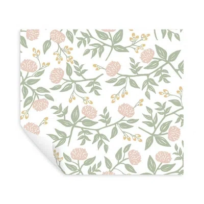 Rifle Paper Co Peonies Grey Floral Premium Peel And Stick Wallpaper In Pink