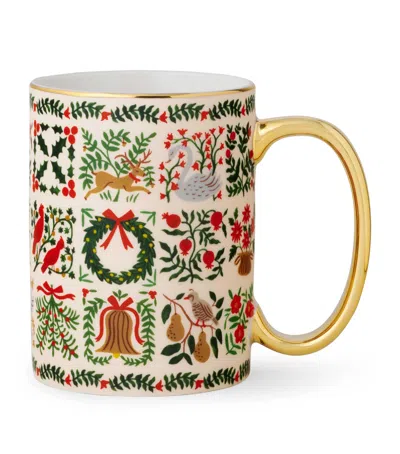 Rifle Paper Co Porcelain Christmastide Mug In Multi