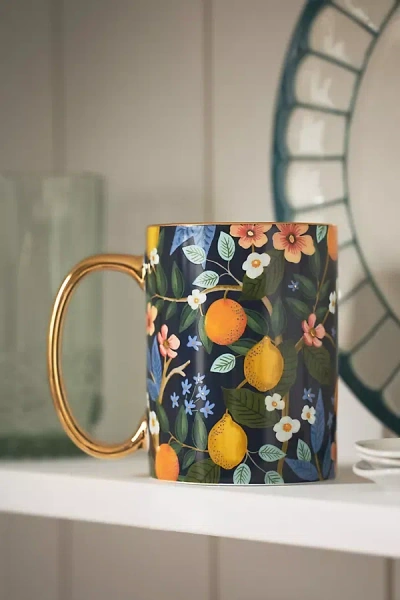 Rifle Paper Co Porcelain Citrus Grove Mug In Blue