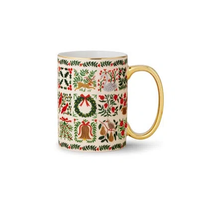 Rifle Paper Co Porcelain Coffee Mug In Green;red;gold;cream