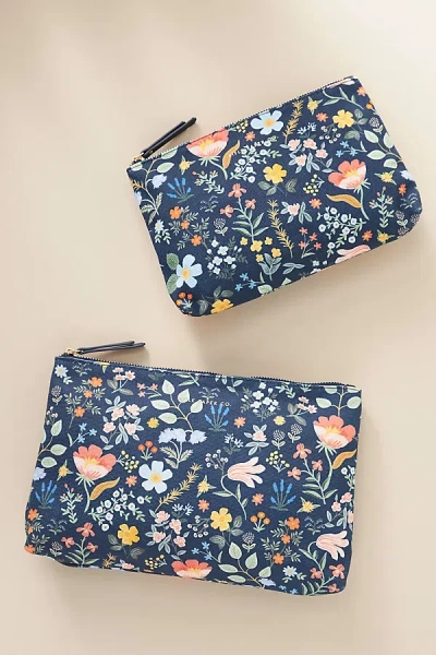 Rifle Paper Co Pouches, Set Of 2 In Blue
