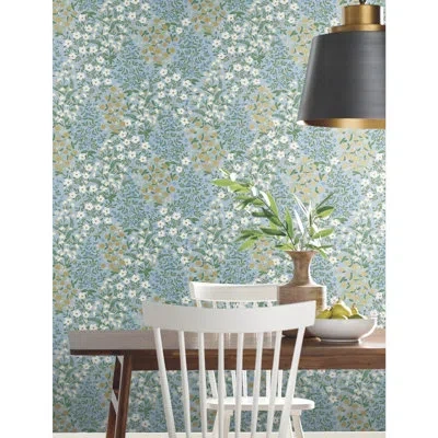 Rifle Paper Co Wildwood Garden 27" L X 27" W Smooth Wallpaper Roll In Blue,white