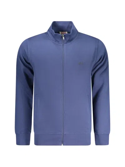 Rifle Zip-up Cotton Sweater In Blue