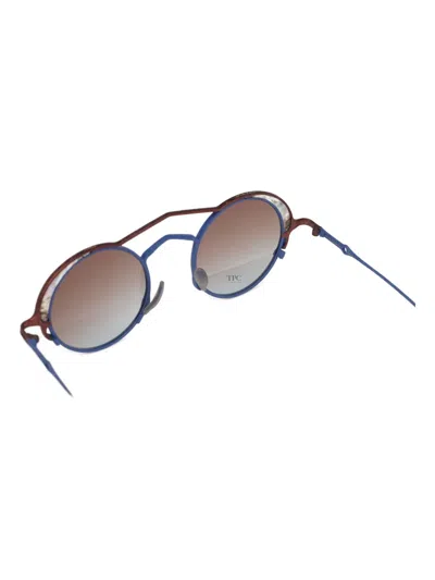 Rigards Bronze-detail Round Sunglasses In Blue