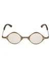 Rigards Leather Detail Round Glasses In Gold