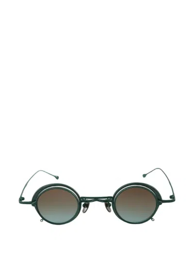 Rigards Round-frame Clip-on Sunglasses In Green