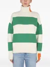 Right For Striped Turtleneck Sweater In Green