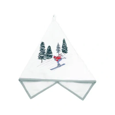 Rightside Designs Downhill Skier Terrycloth Kitchen And Bathroom Towel In Green