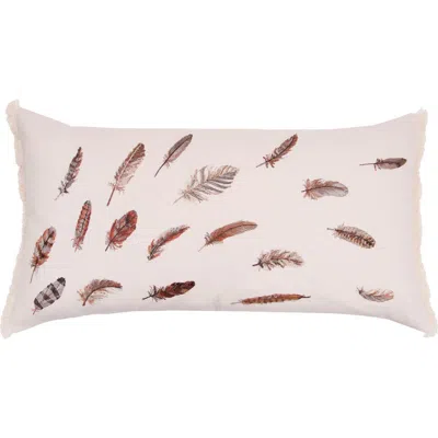 Rightside Designs Feather Pattern Lumbar Mini Lumbar Accent Pillow 14" X 26" In Multi