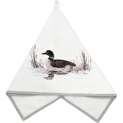 Rightside Designs Lake Loon Terrycloth Kitchen And Bathroom Towel In White