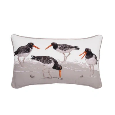 Rightside Designs Oystercatcher Social Lumbar Mini Lumbar Accent Pillow 12" X 21" In Gray