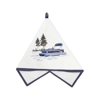 Rightside Designs Pontoon Lake Terrycloth Kitchen And Bathroom Towel In Blue