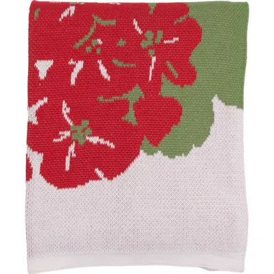 Rightside Designs Red Geranium Indoor And Outdoor Knit Throw Blanket In Green