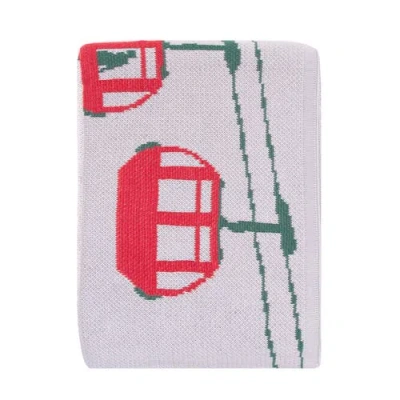 Rightside Designs Ski Lift And Pines Indoor Outdoor Knit Throw Blanket In Gray