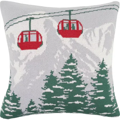 Rightside Designs Ski Lift Pines Indoor/outdoor Knit Accent Throw Pillow 20" X 20" In Red