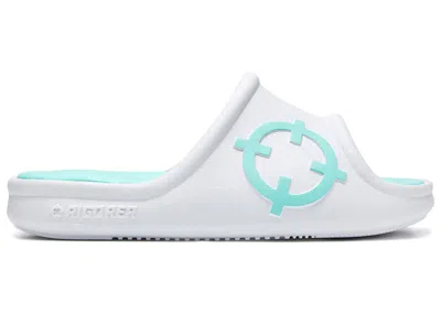 Pre-owned Rigorer Men's  Big Logo Slide Aqua Sneakers In White/green In Multi
