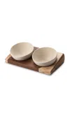 Riikyu Wave Pet Bowl Set In Off-white