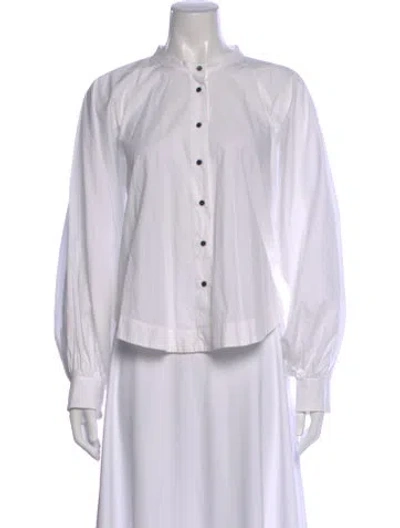 Pre-owned Rika Studios Long Sleeve Button-up Top In White