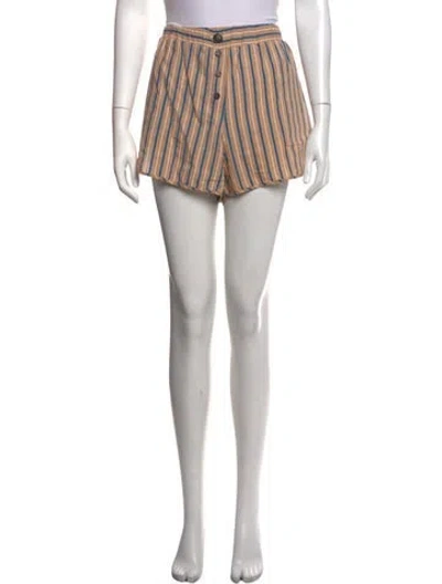 Pre-owned Rika Studios Striped Mini Shorts In Neutrals