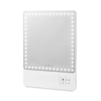 Riki Loves Riki Skinny Led Travel Magnifying Mirror With Bluetooth, 5x Magnification In White