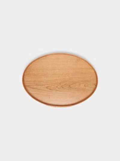 Rikke Falkow Cherry Wood Oval Serving Tray (15.5in/40cm) In Brown