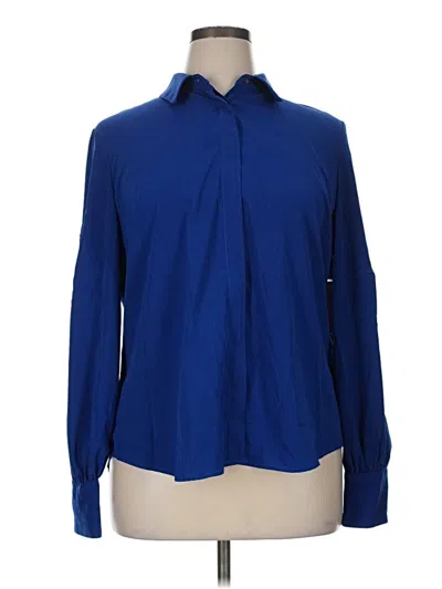 Pre-owned Riley & Rae Long Sleeve Blouse In Blue