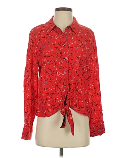 Pre-owned Riley & Rae Long Sleeve Blouse In Red