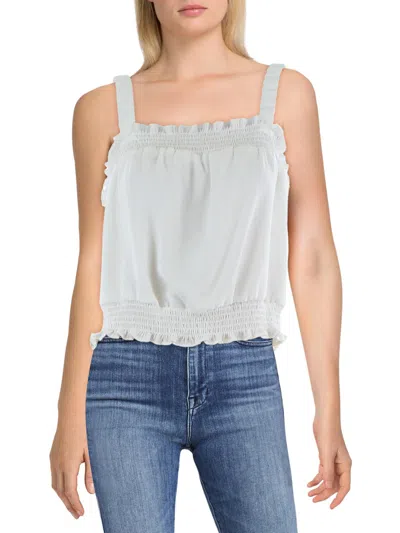 Riley & Rae Womens Smocked Stretch Tank Top In White